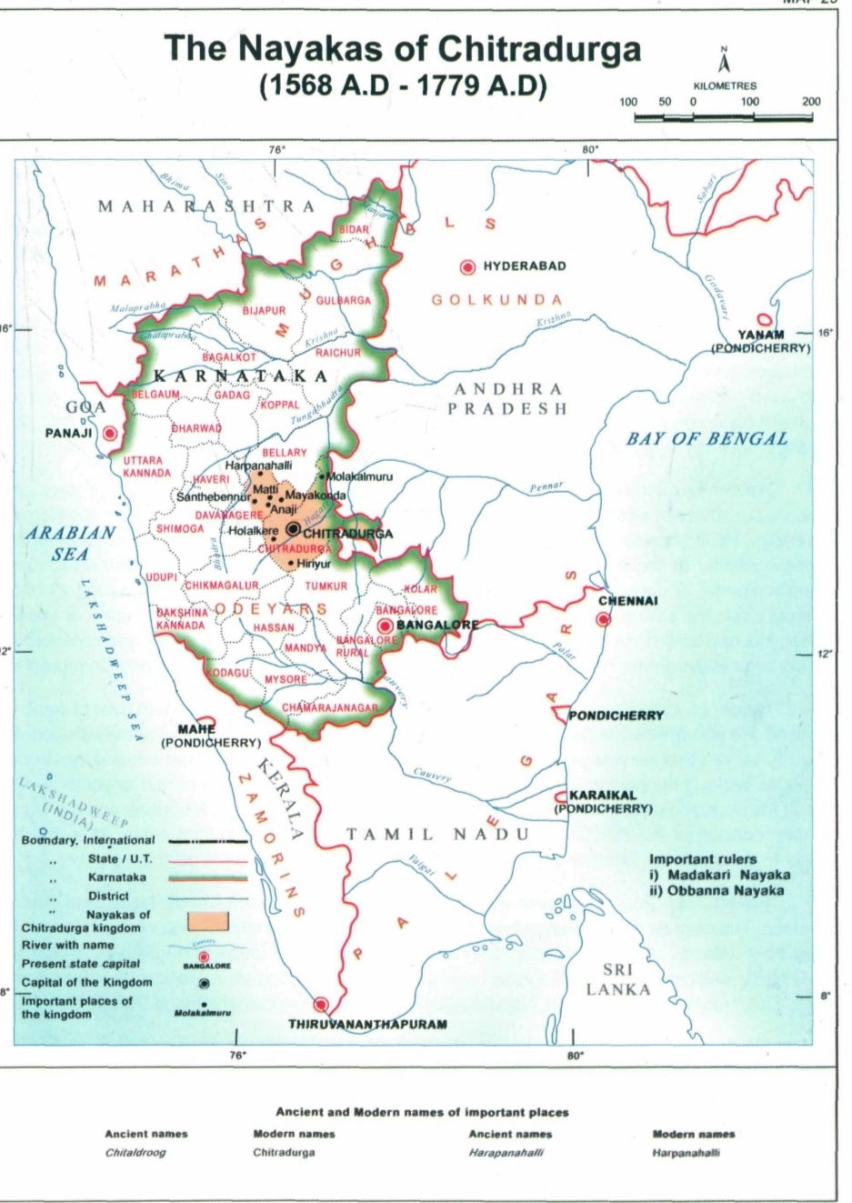 Map Showing territories of Nayakas of Chitradurga Kingdom