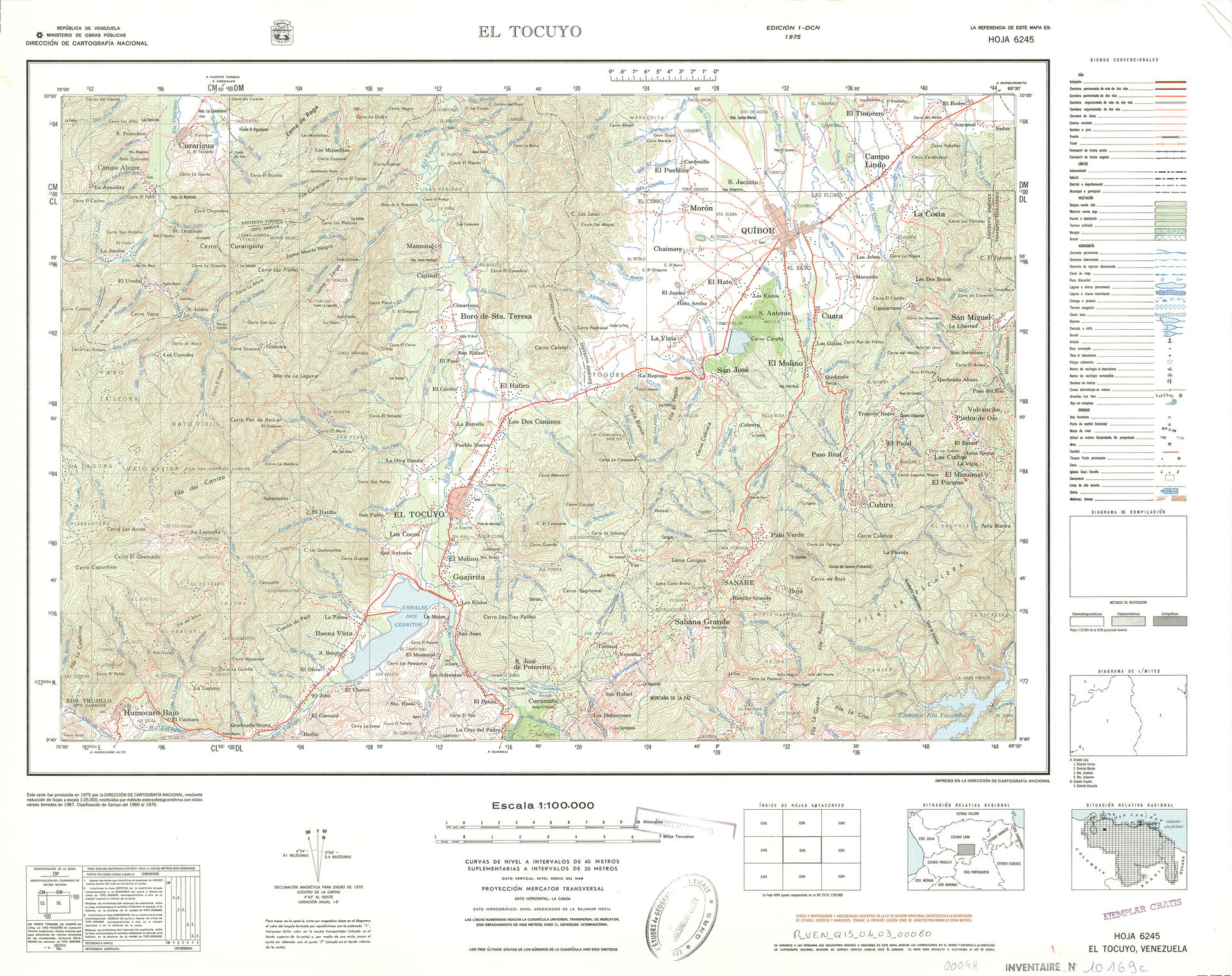 Official topographic maps of Venezuela, at scale 1:100.000.