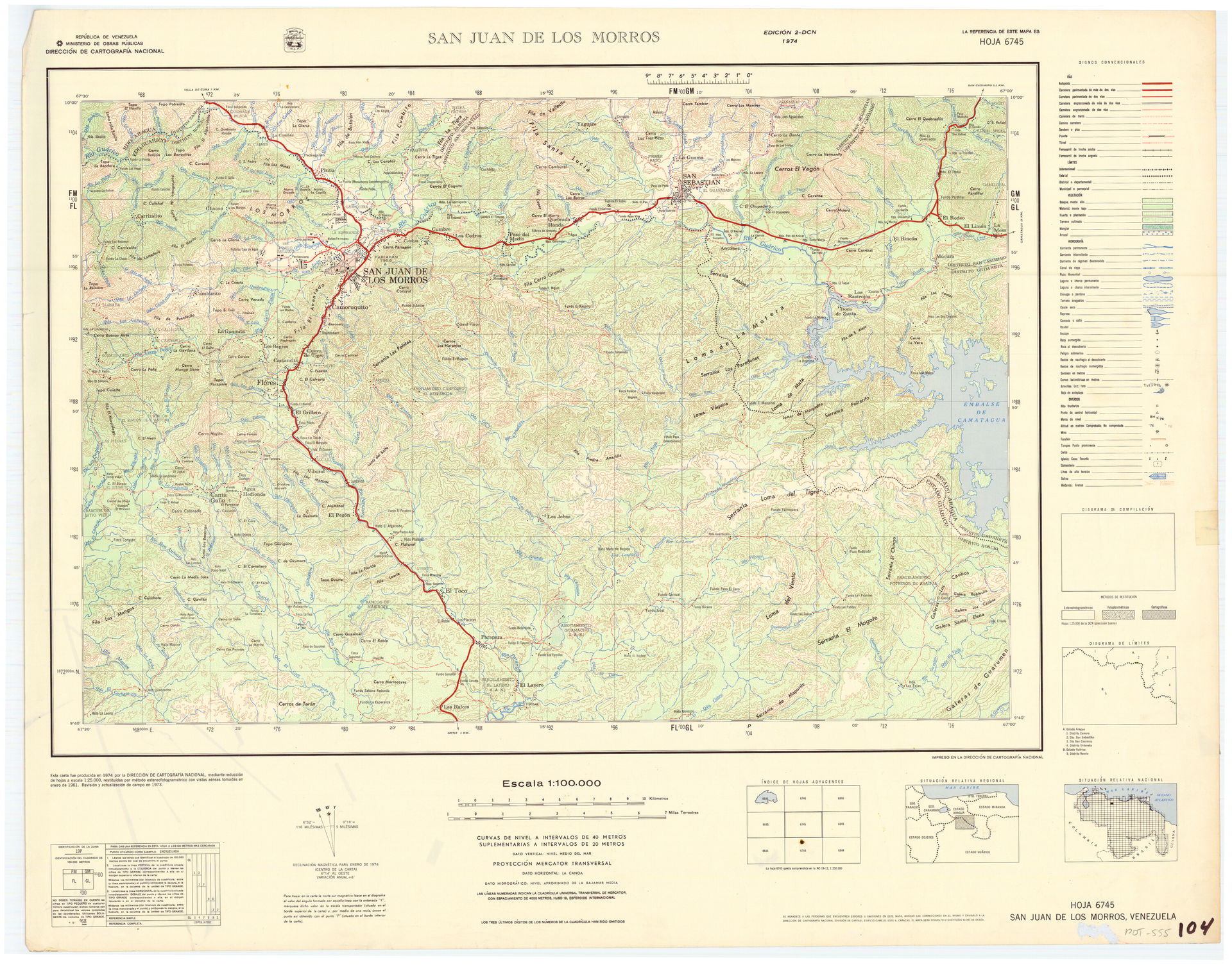 Official topographic maps of Venezuela, at scale 1:100.000.