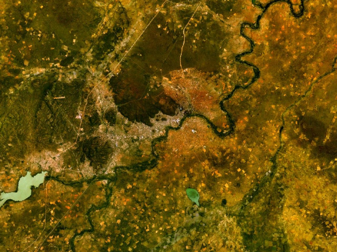 Mochudi, Botswana. Satellite view.