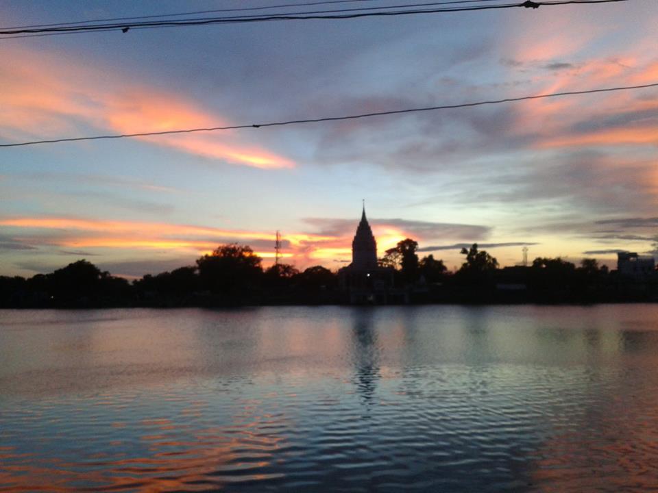 Image of Shiv Temple beside Sagar Pokhra clicked at Dusk.