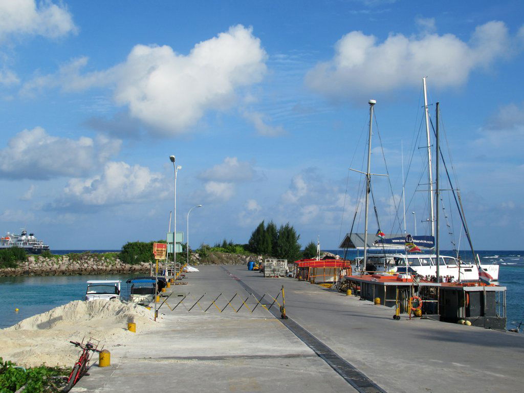 Most visitors to La Digue, Seychelles, arrive on this jetty as …