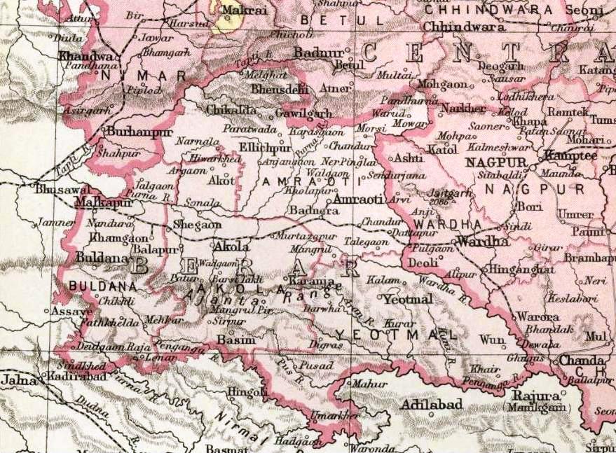 1909 Imperial Gazetteer of India Central India map section