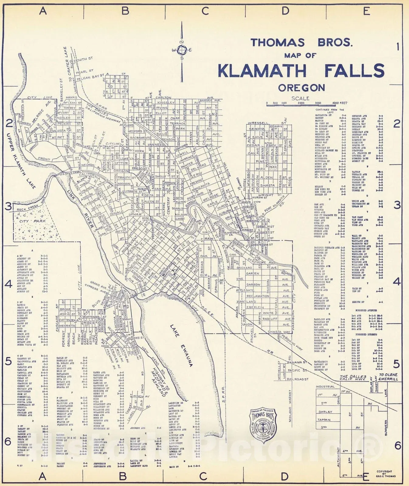 Old map of Klamath Falls Oregon from 1920