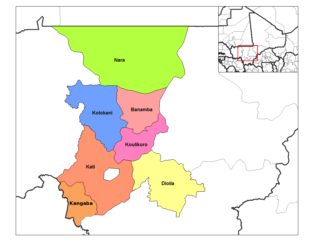 Map of the cercles of Koulikoro region in Mali. using MapInfo P…