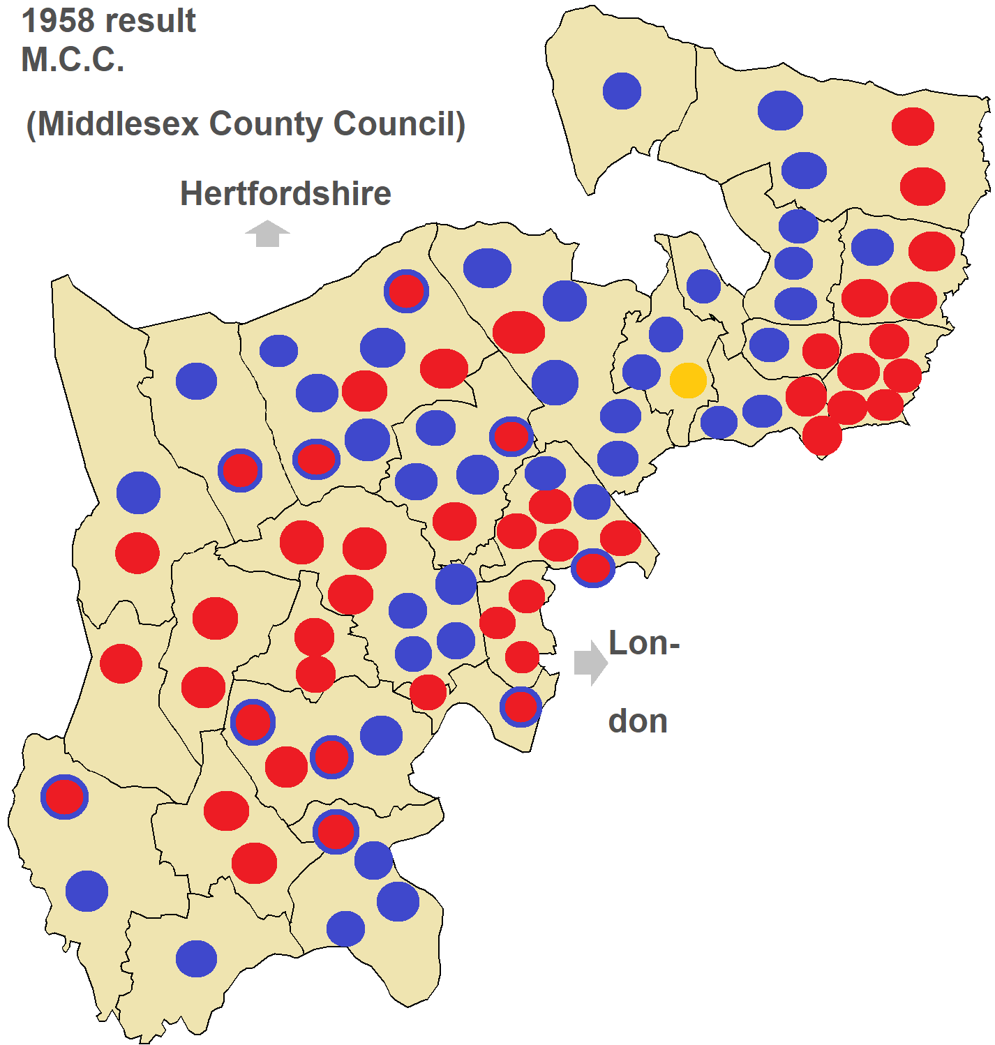1958 result of Middlesex County Council elections