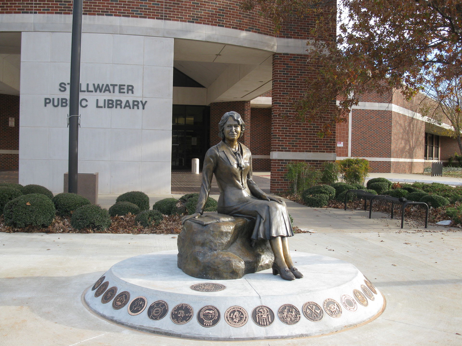 The Angie Debo statue at Stillwater Public Library, Stillwater,…