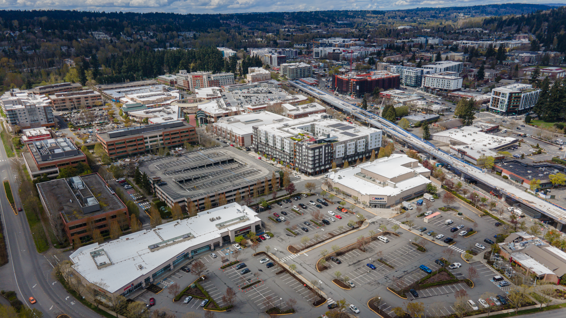 Drone view of Redmond, Washington State, USA