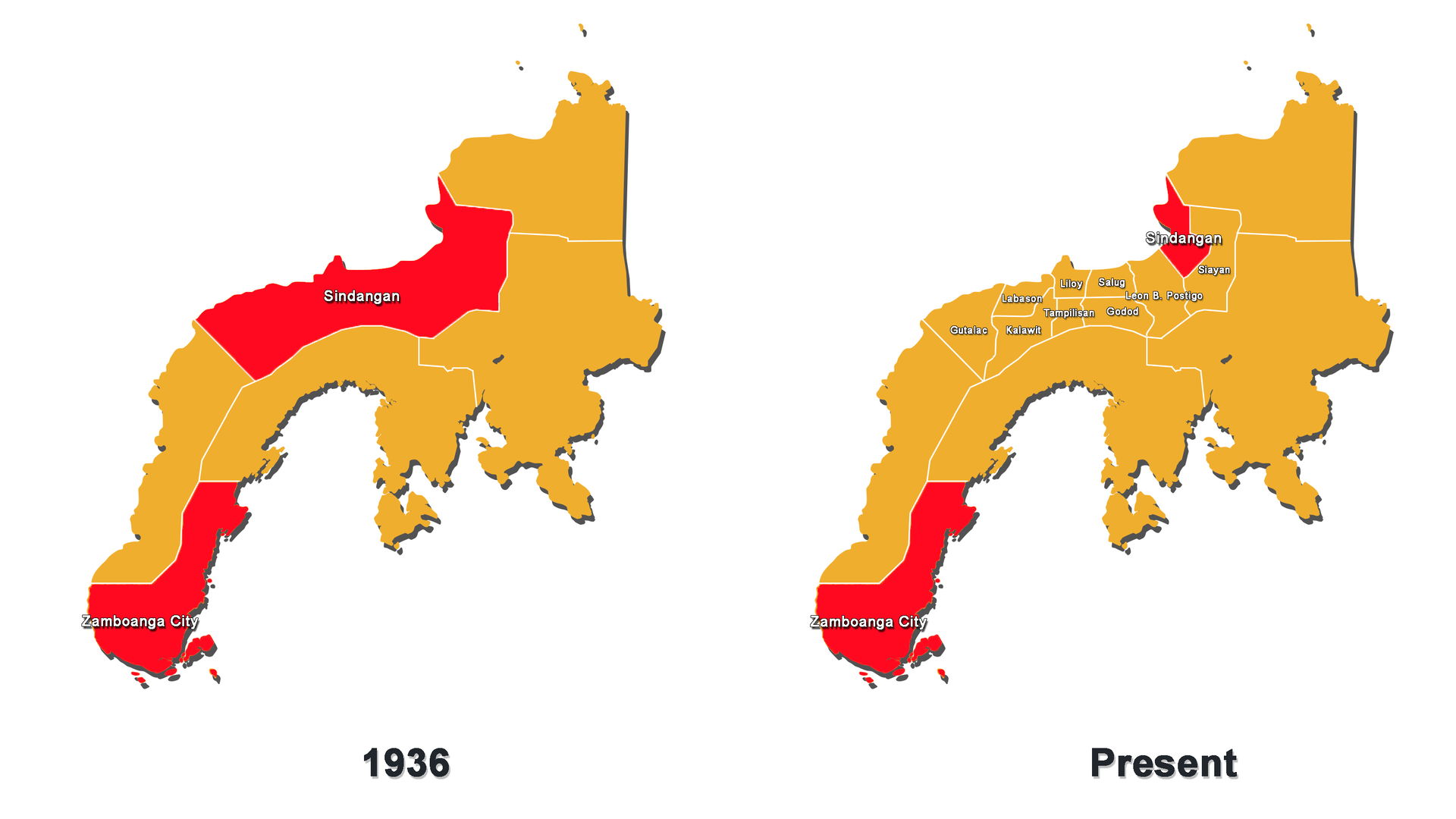 A comparison of Sindangan's political territory in 1936 and in …