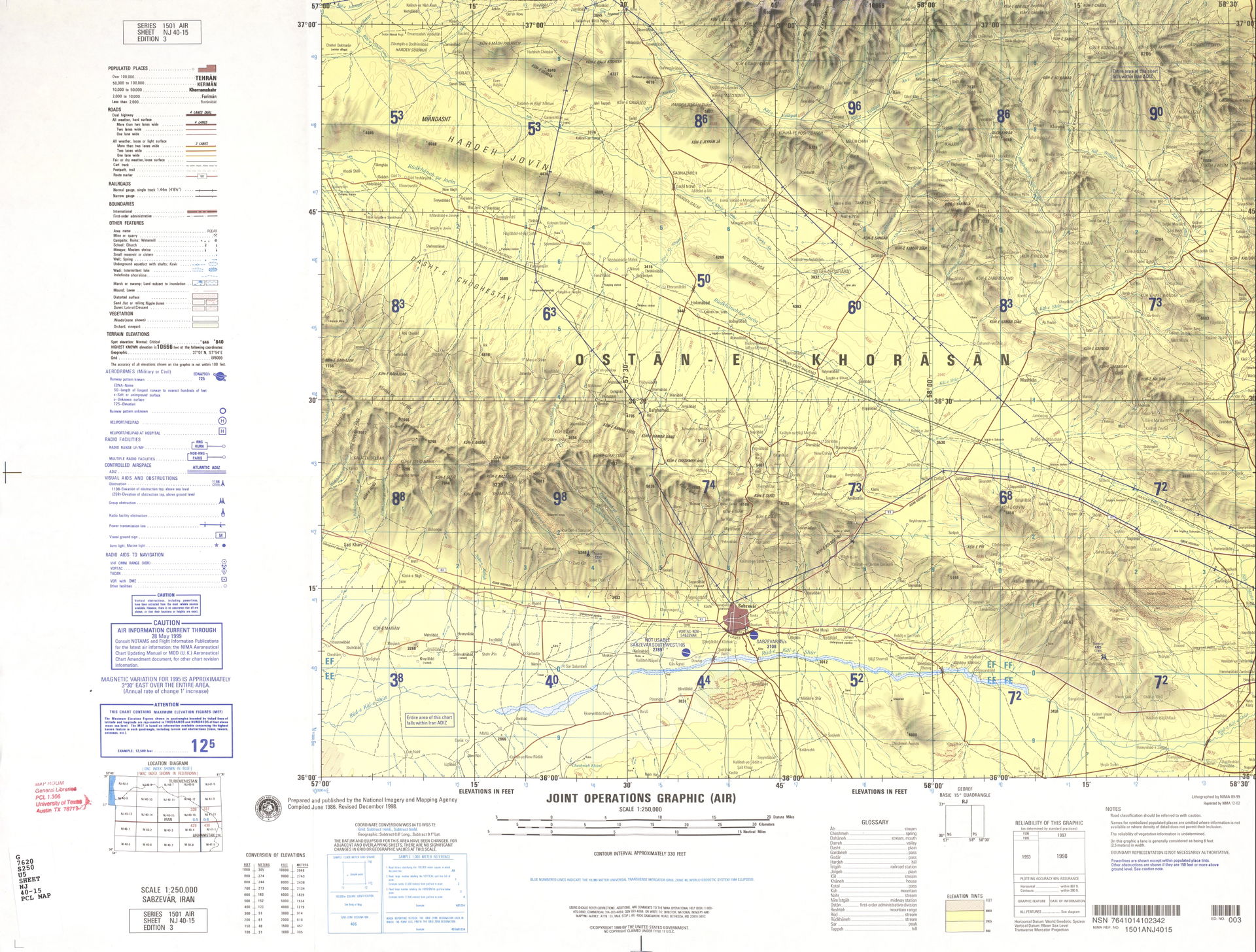 Sabzevar, Iran map (NJ 40-15)