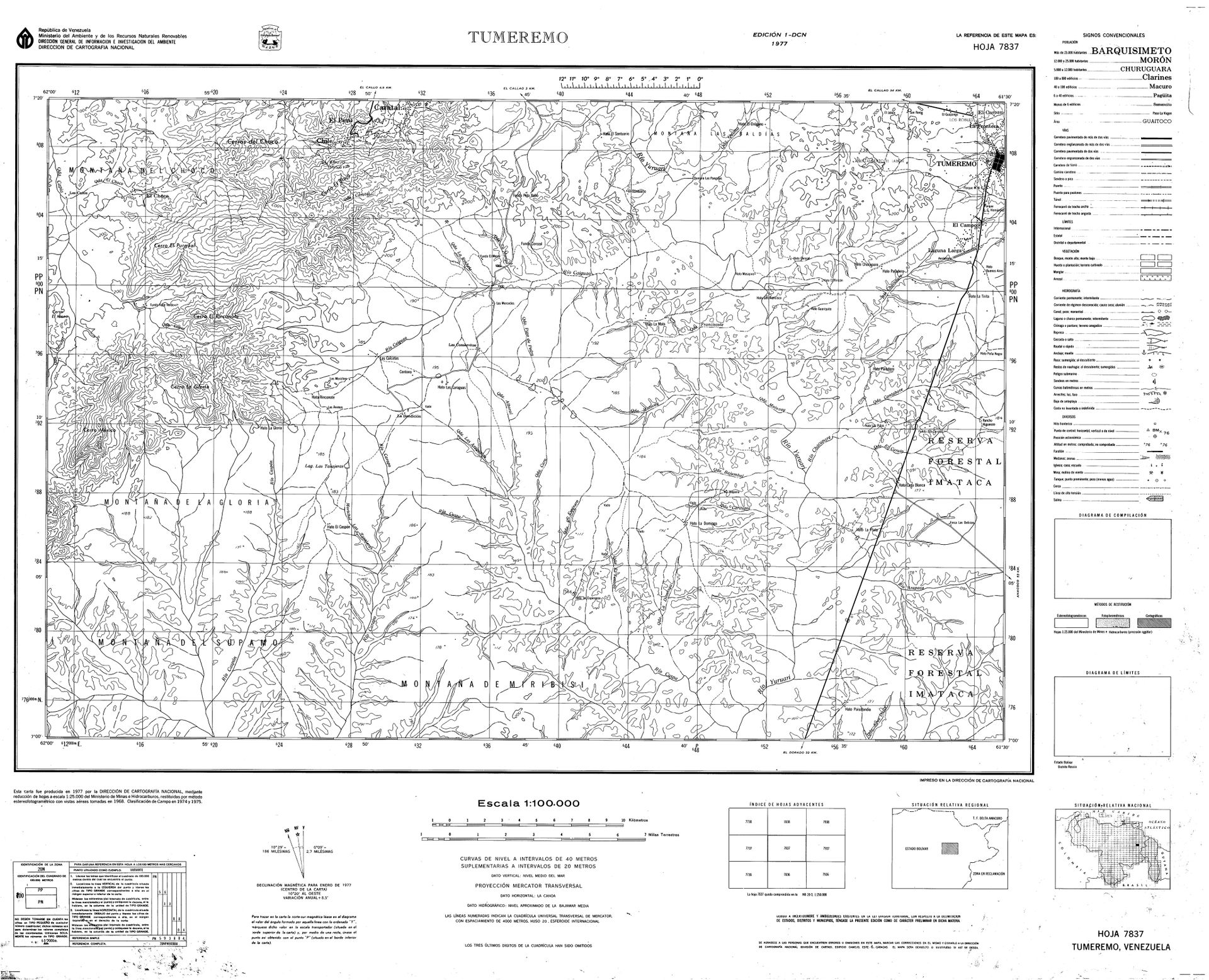 Official topographic maps of Venezuela, at scale 1:100.000.