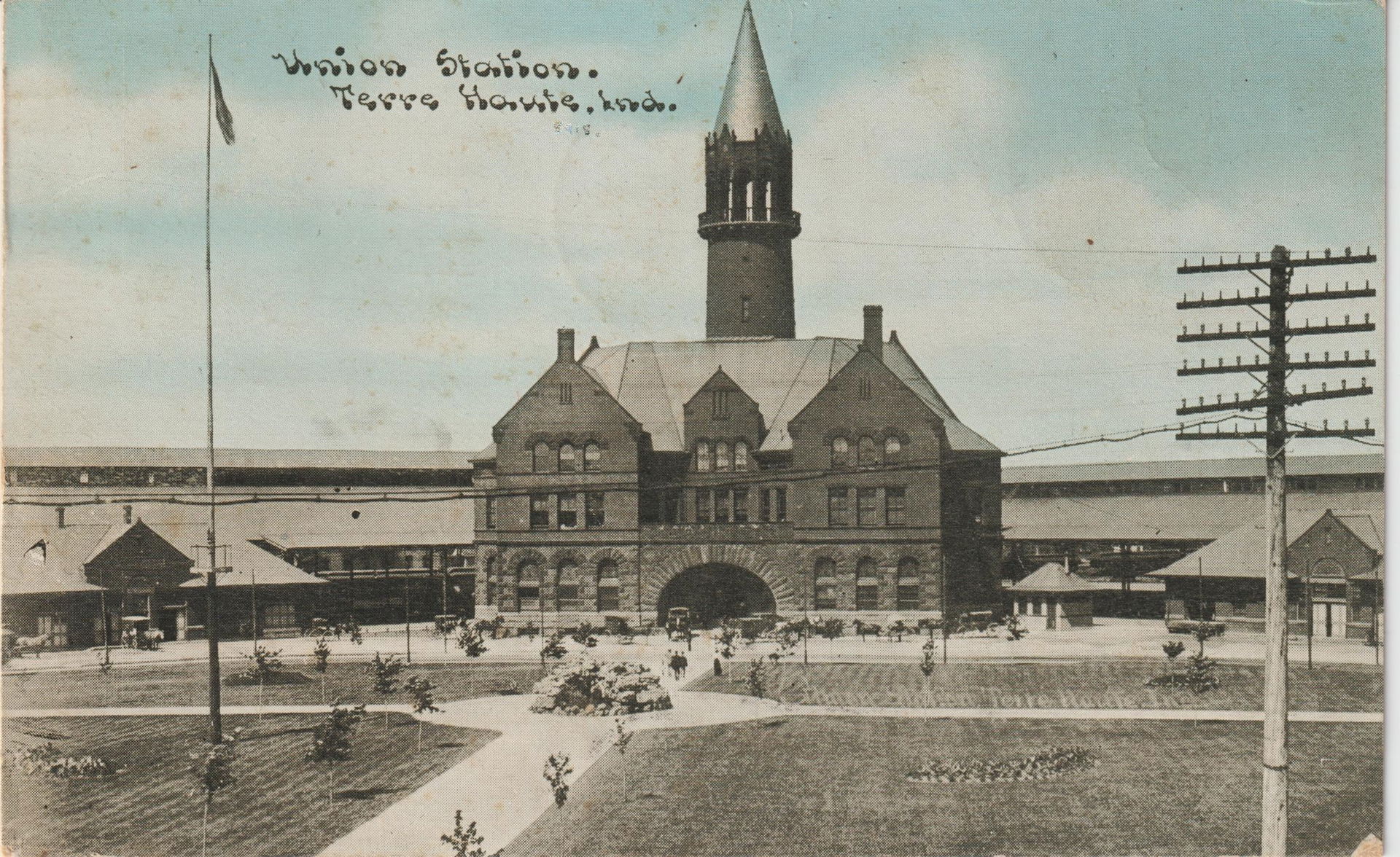Passenger train station, ca. 1910, in Terre Haute, Indiana. To…