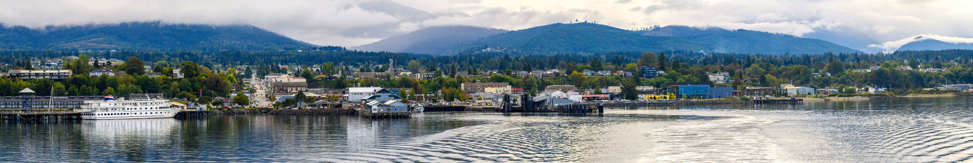 View of the city and harbor of Port Angeles, Washington USA fro…