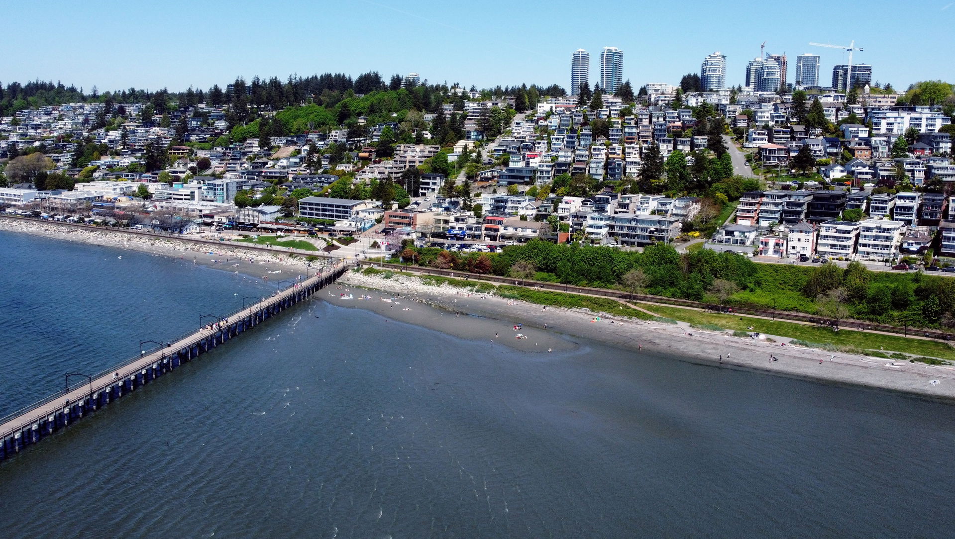 Aerial view looking north at White Rock, British Columbia, Cana…