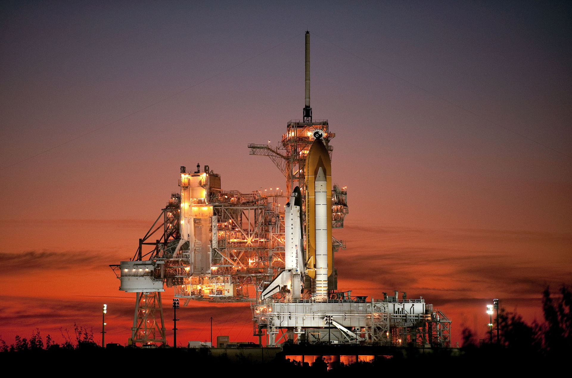 The Space Shuttle Atlantis is seen on launch pad 39A at the NAS…