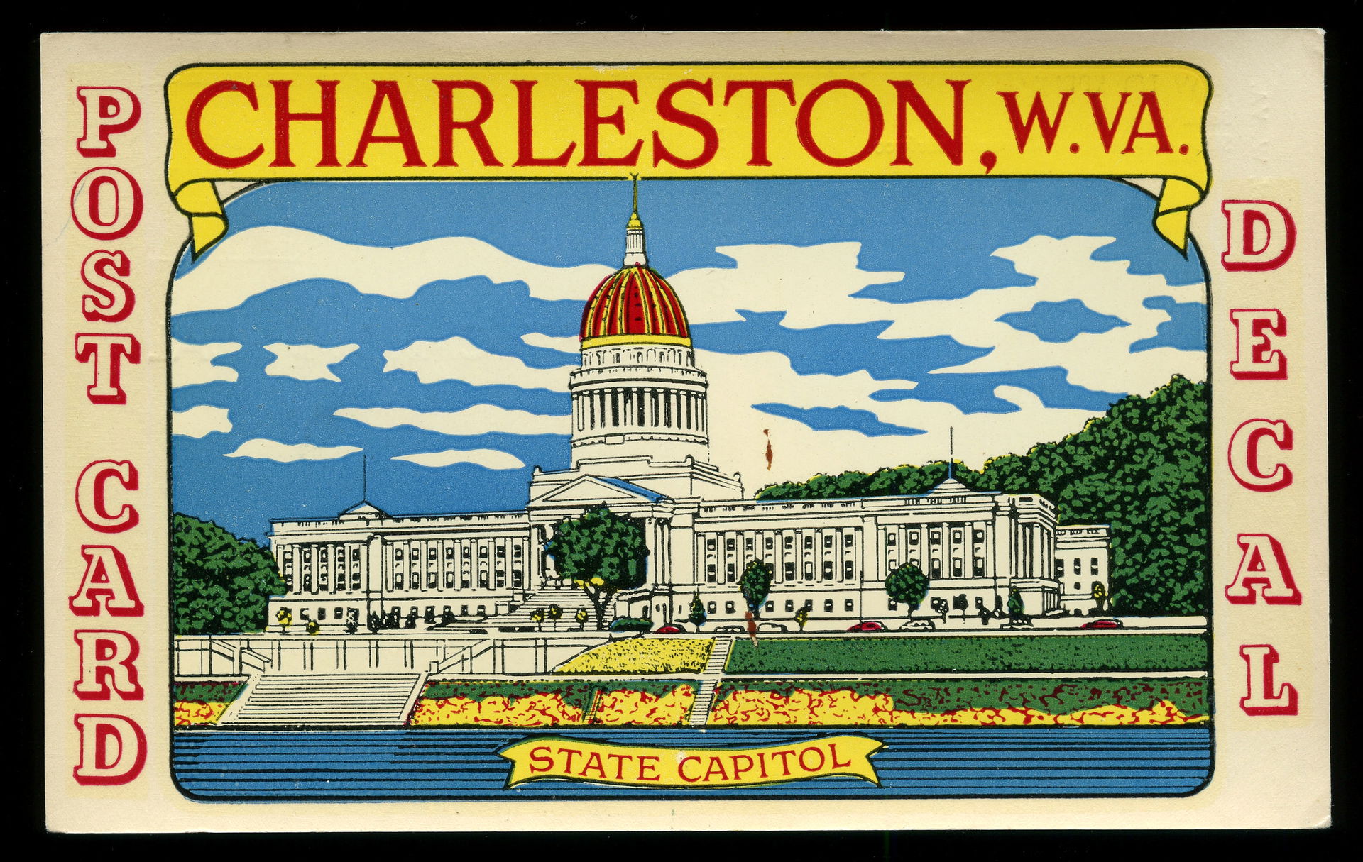 CHARLESTON, W.VA.
STATE CAPITOL
POST CARD DECAL
Production Date…