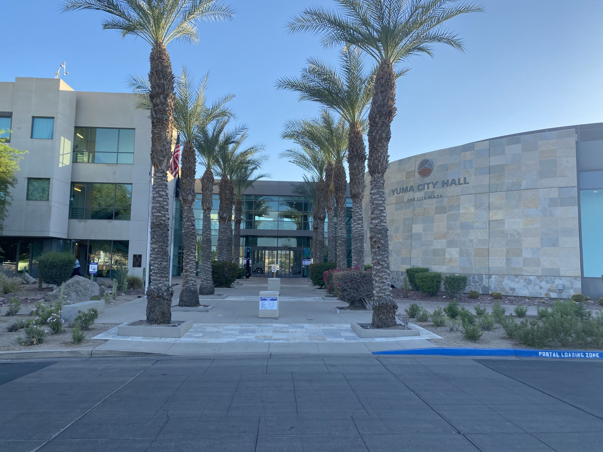 Entrance of city hall in Yuma, AZ, USA
