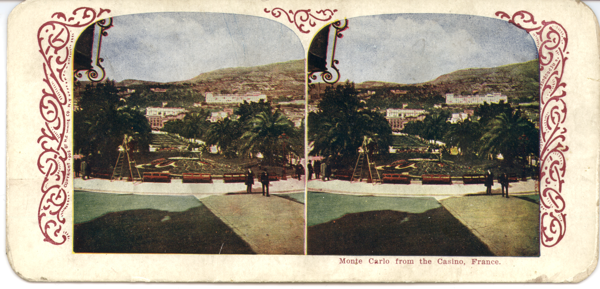 Stereocard: "Monte Carlo from the Casino, France" circa 1900