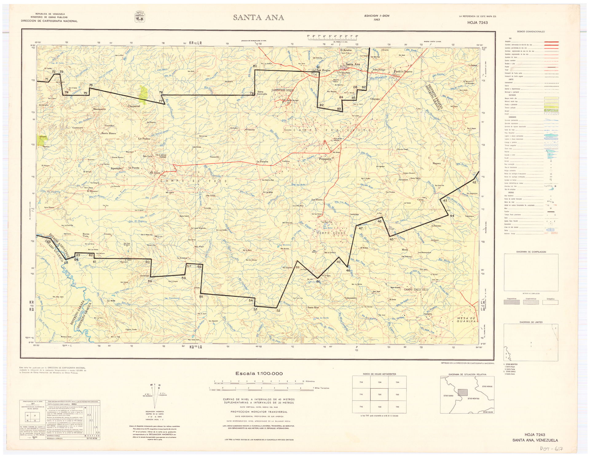 Official topographic maps of Venezuela, at scale 1:100.000.