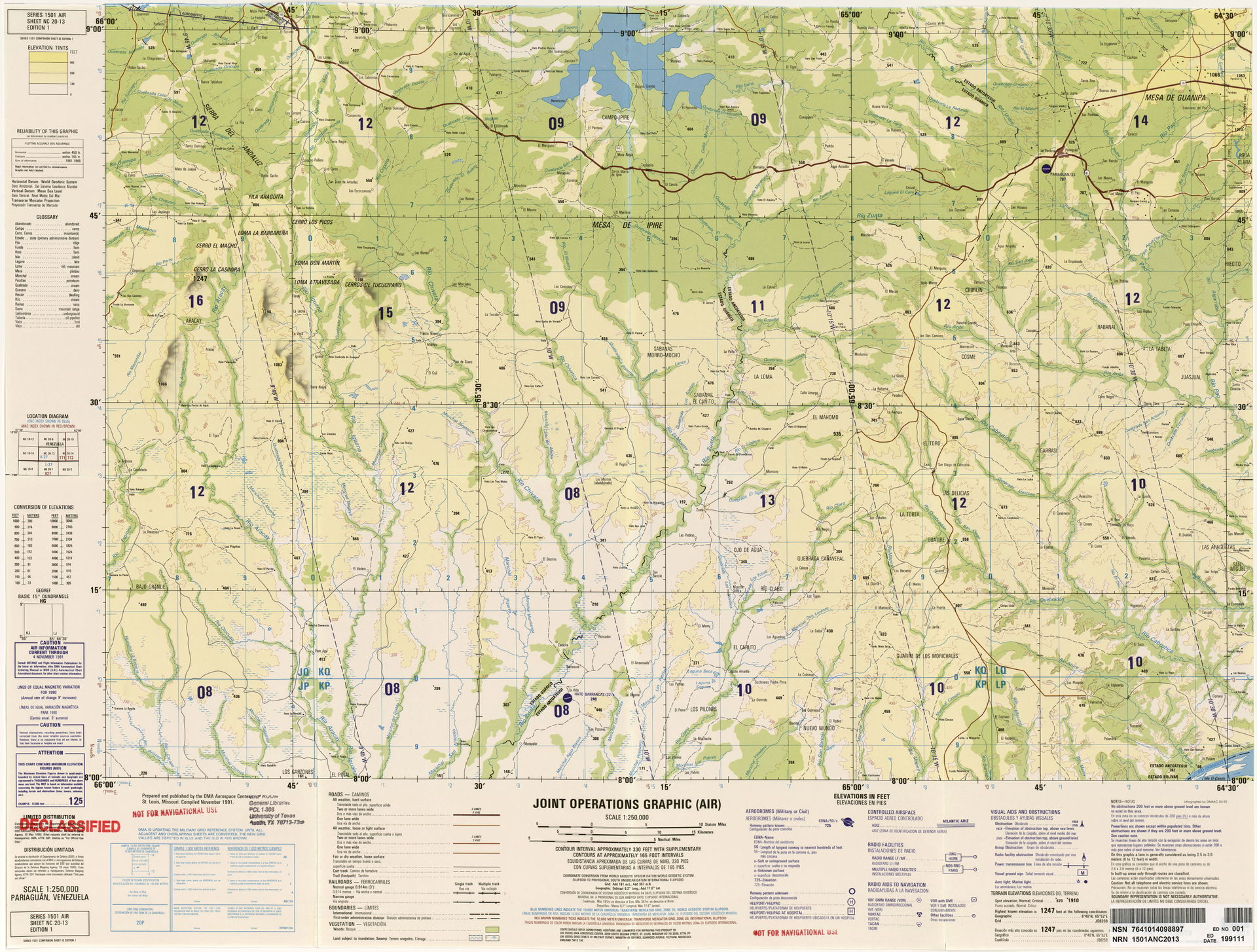 Aeronautical chart from Joint Operations Graphic by the U.S. Na…