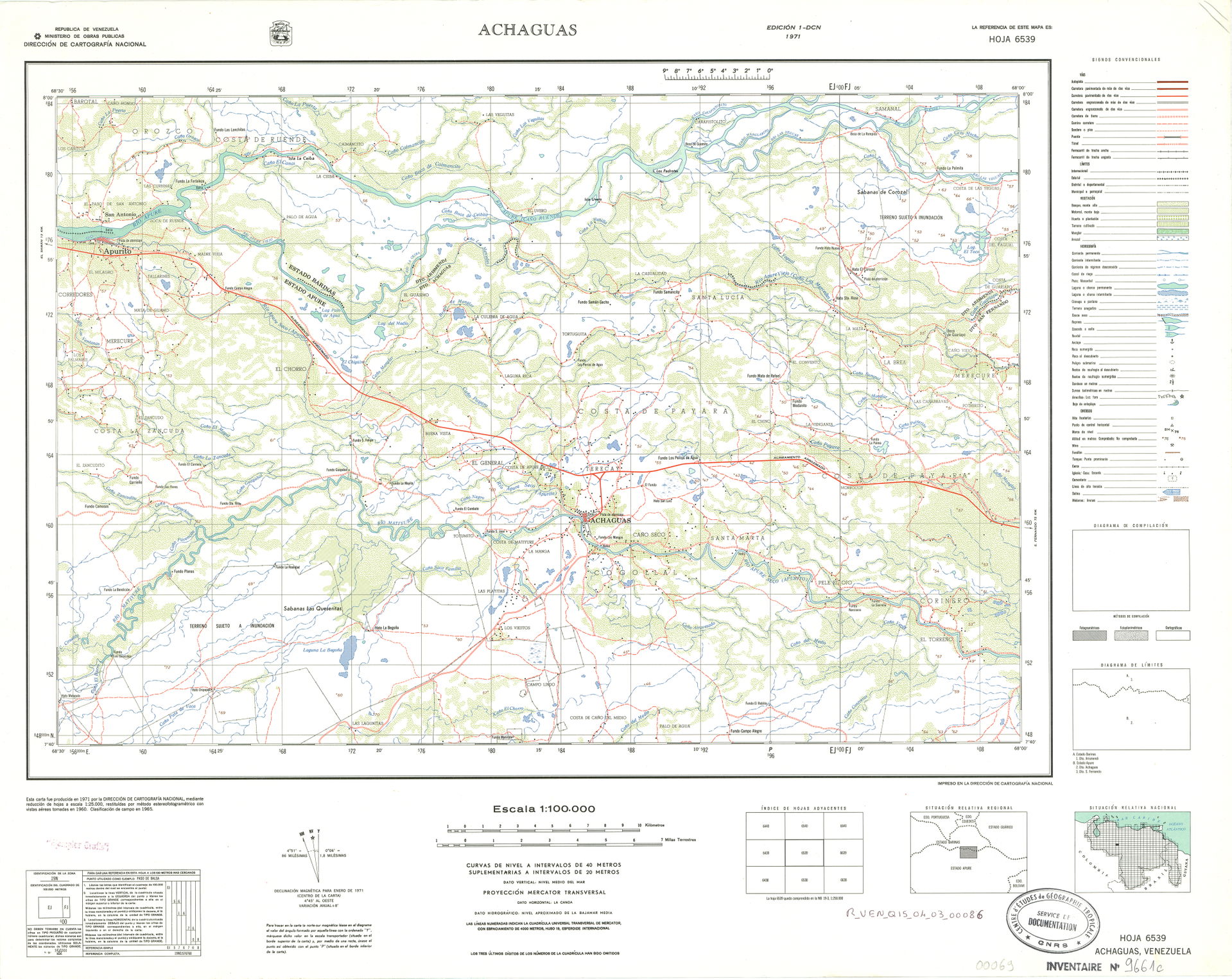 Official topographic maps of Venezuela, at scale 1:100.000.