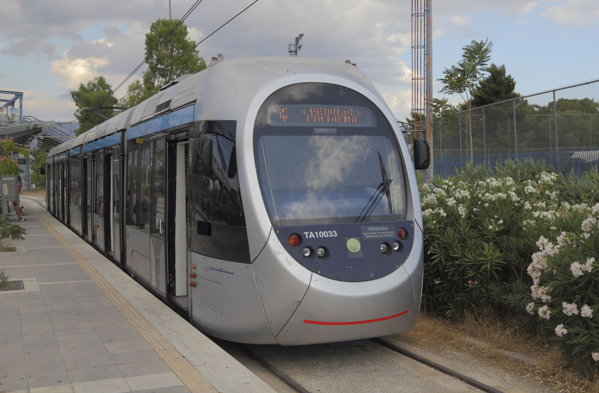 A tram in Paleo Faliro, at S.E.F. terminus (Attica, Greece)