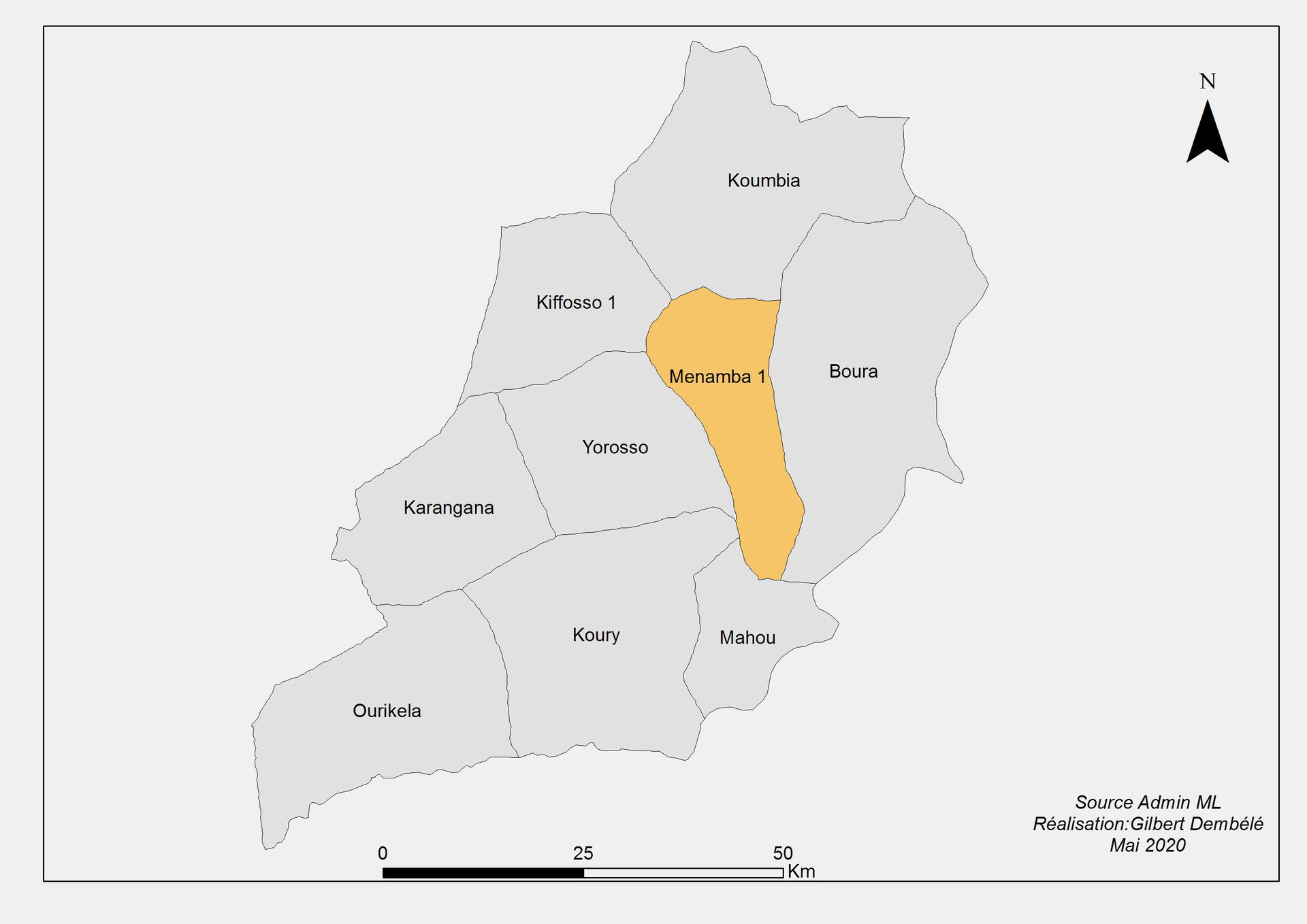 Carte de la commune rurale de Menamba1