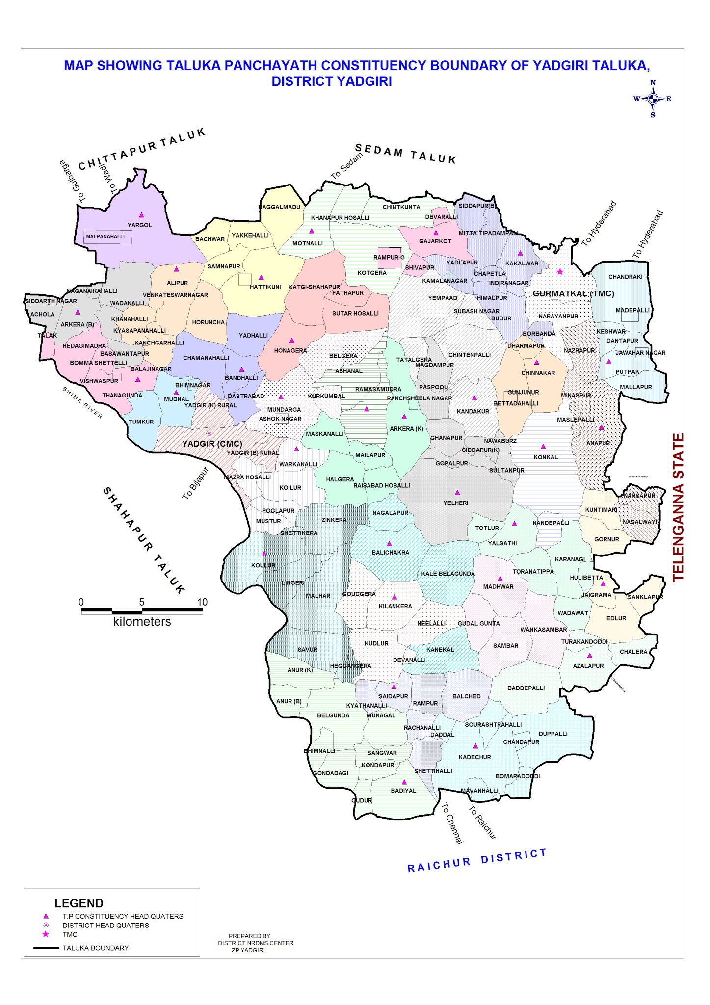 Yadgir Taluk Panchayat Map - OLD