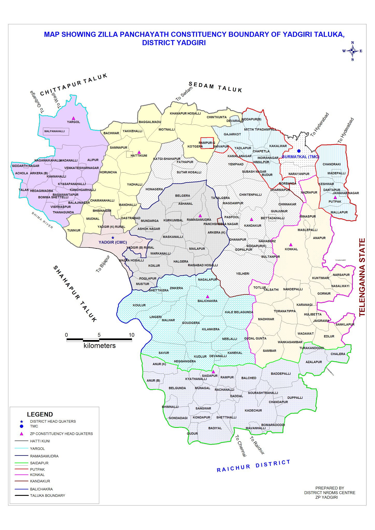 Yadgir Taluk Zilla Panchayat Map - OLD