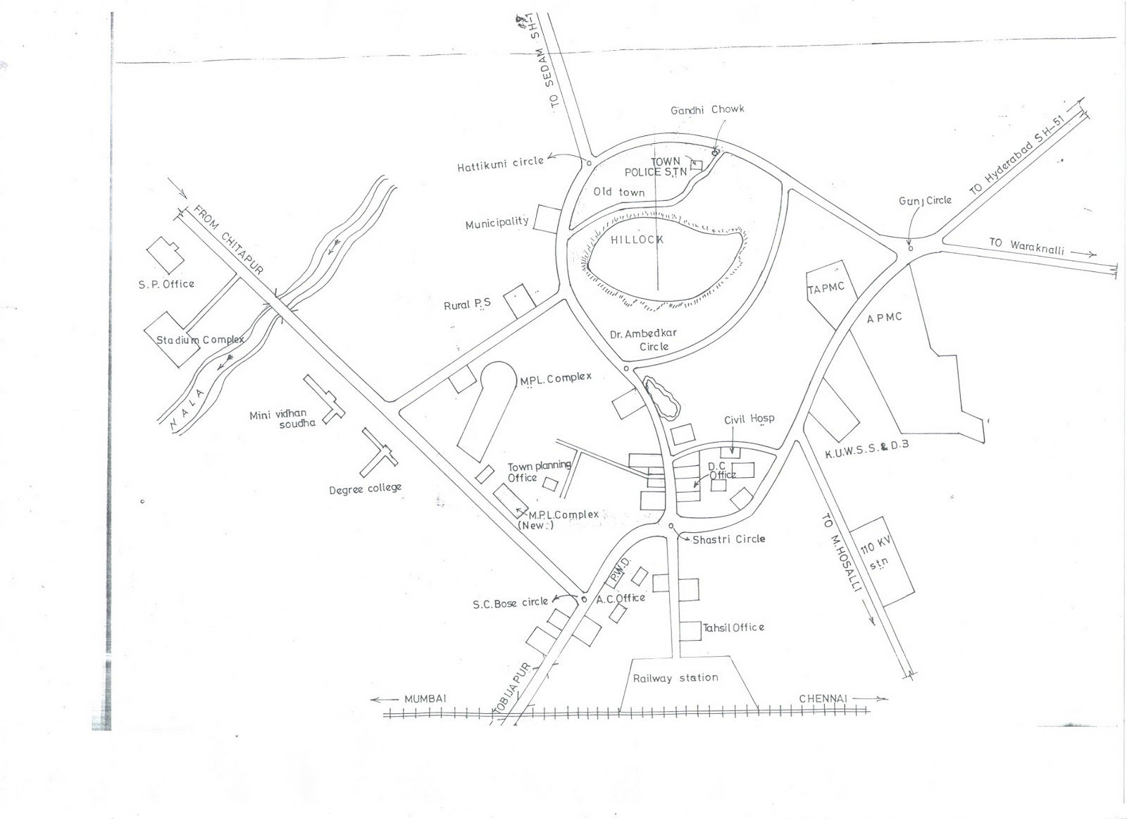 Yadgir Town Map