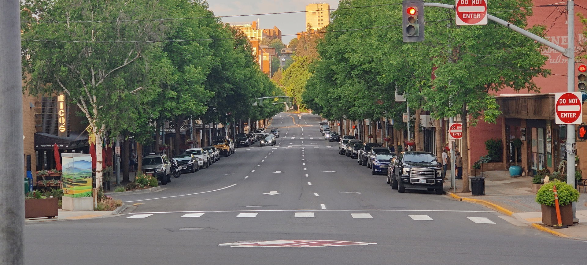 Photo of Main Street looking east in Pullman, Washington State,…
