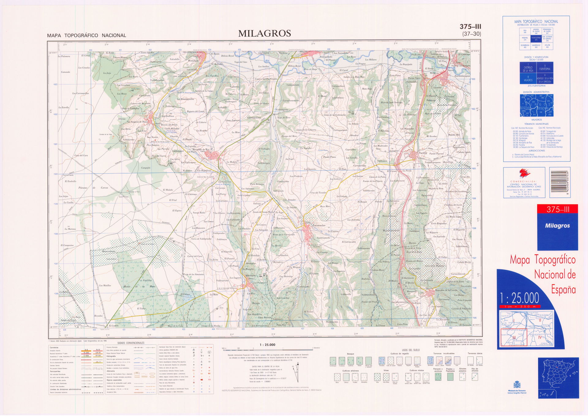 Fragment 0375c3 of the National Topographic Map of Spain in 200…