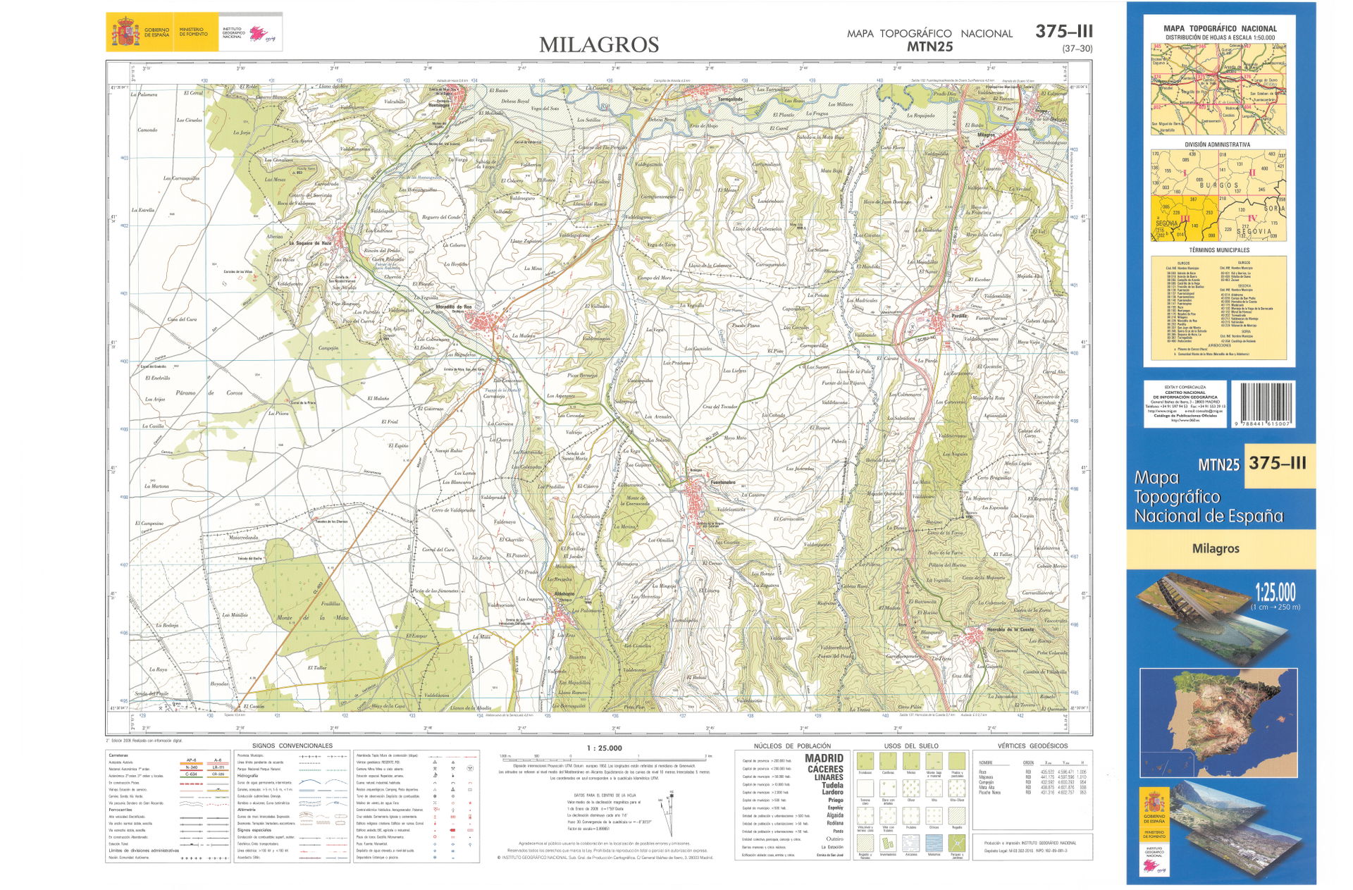 Fragment 0375c3 of the National Topographic Map of Spain in 200…
