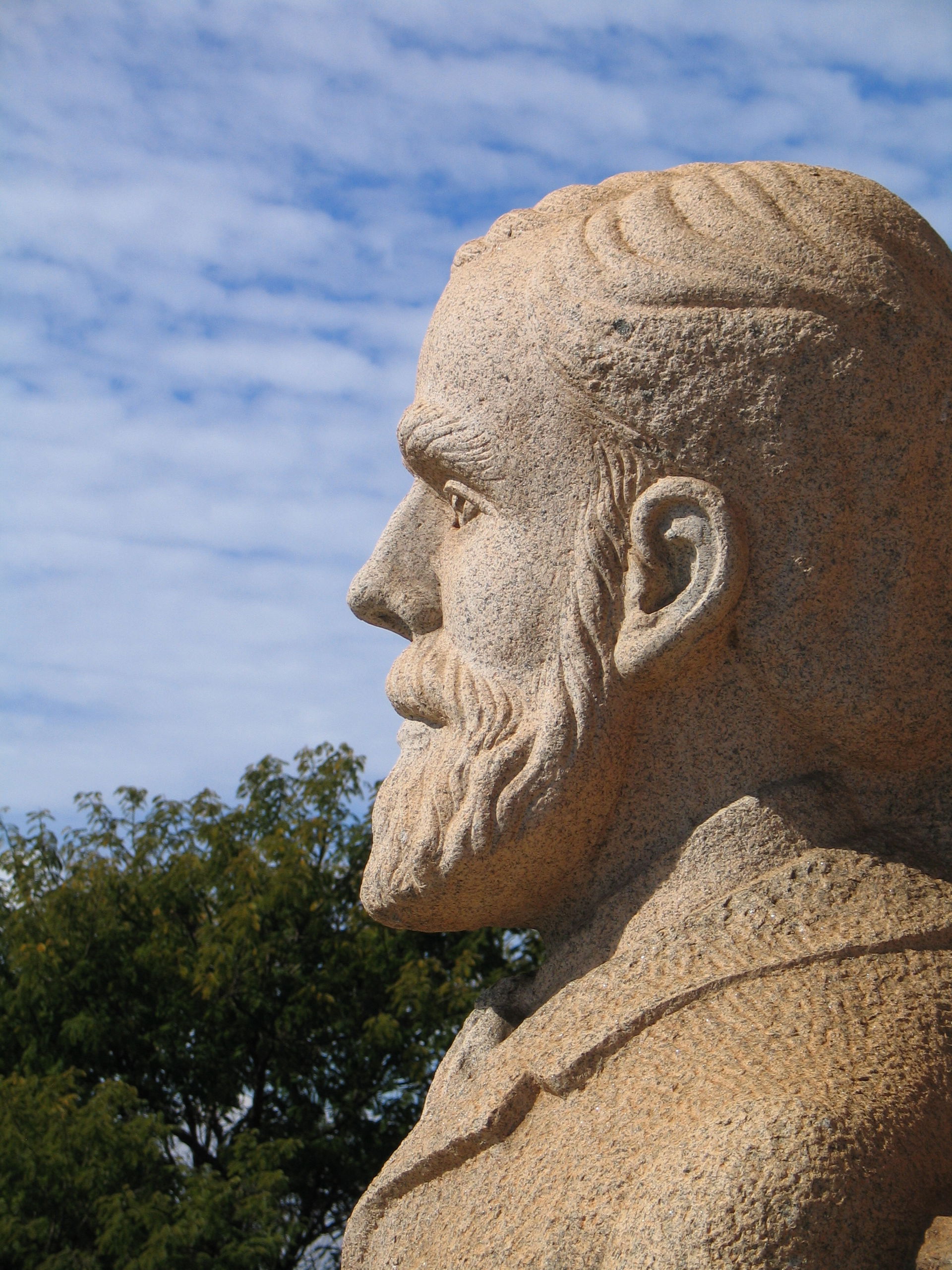 Head of the granite statue of Piet Retief, Governor of the Voor…