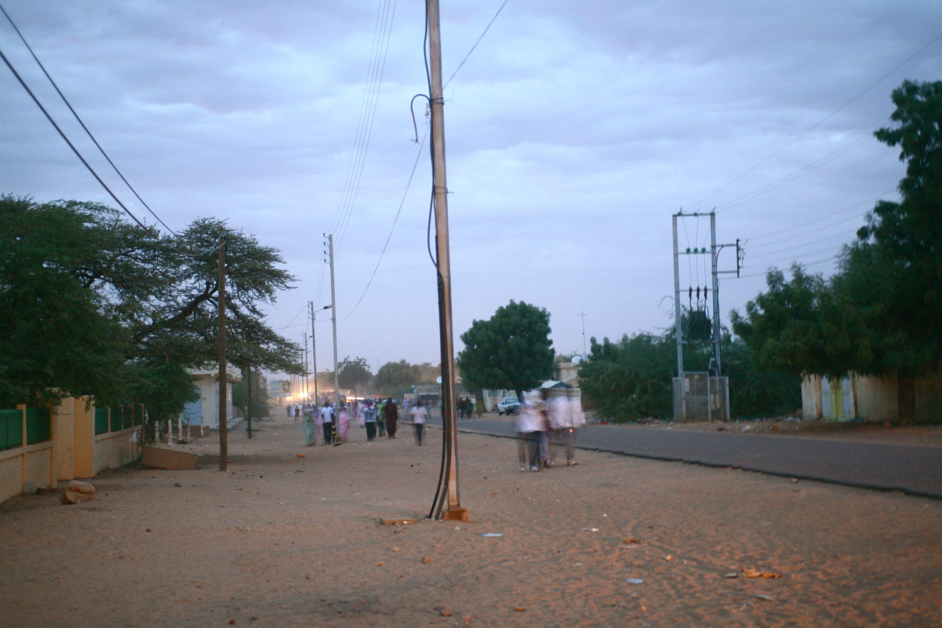 Street at dusk in Kaedi, Mauritania