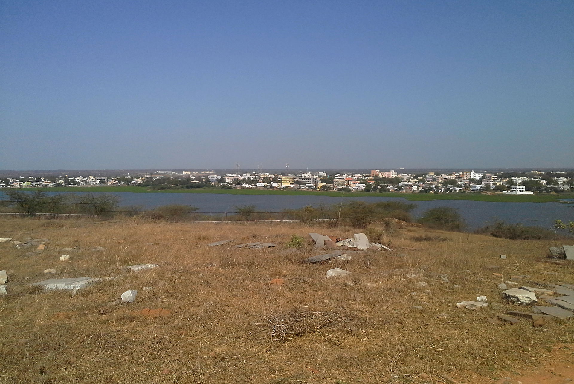 view of Jaggayyapeta town from the Buddhist stupa site