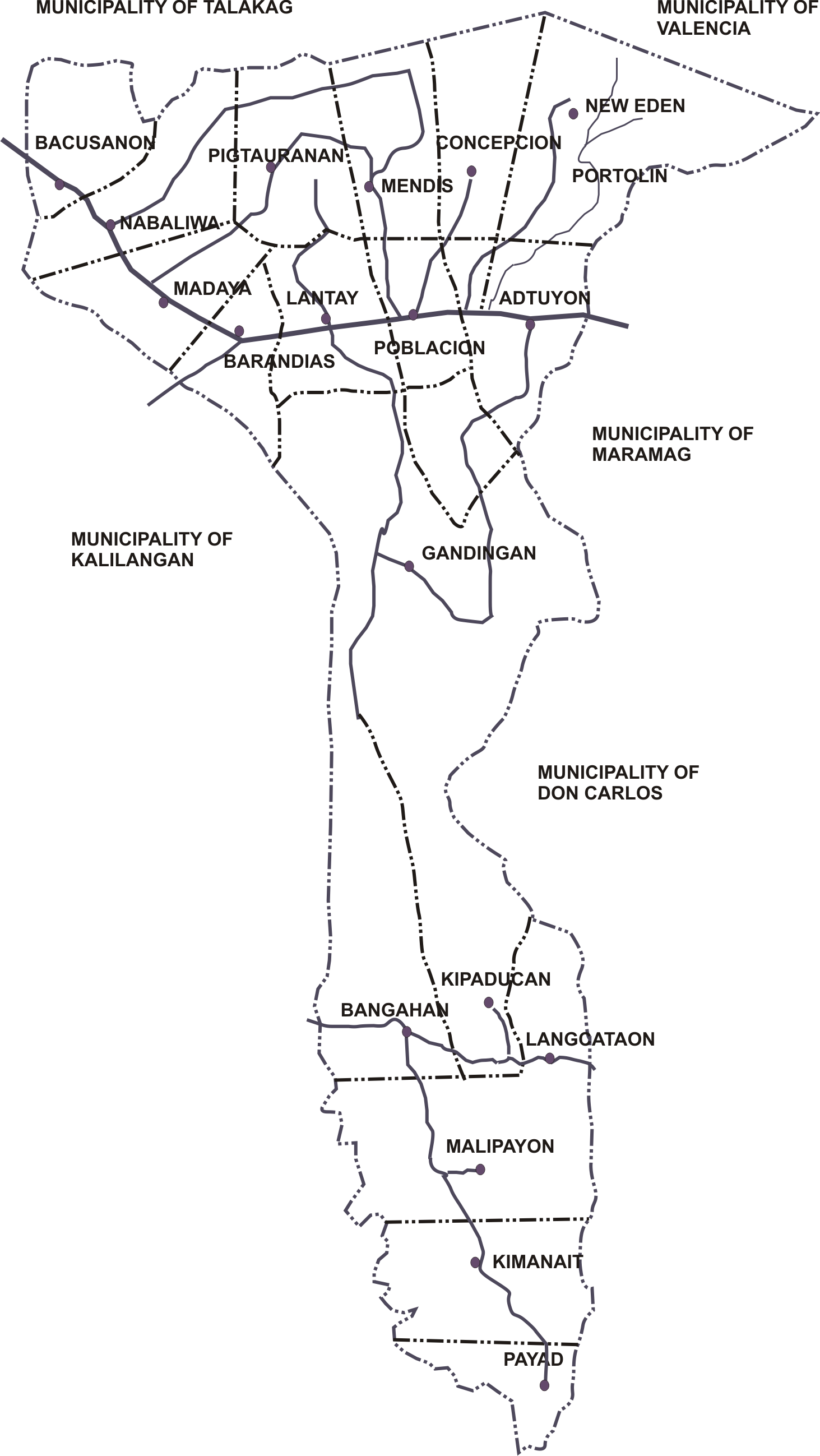 Political map of Pangantucan, Bukidnon