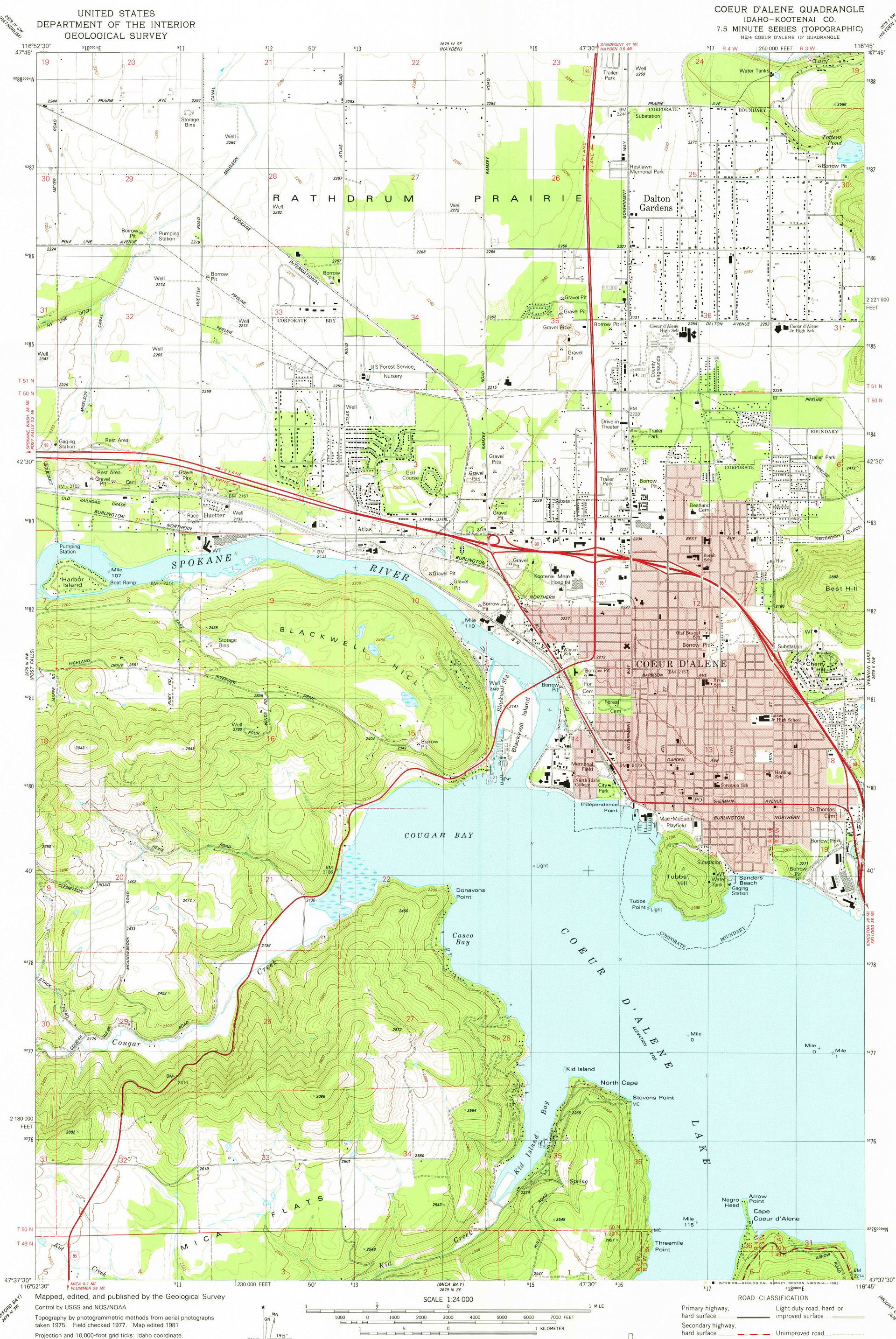 Coeur D'Alene, ID, 1:24,000 quad, 1981, USGS