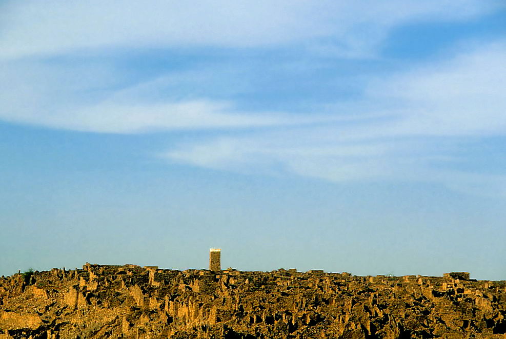 Ruins of Old Town; the reconstructed minaret stands out. Ouadan…