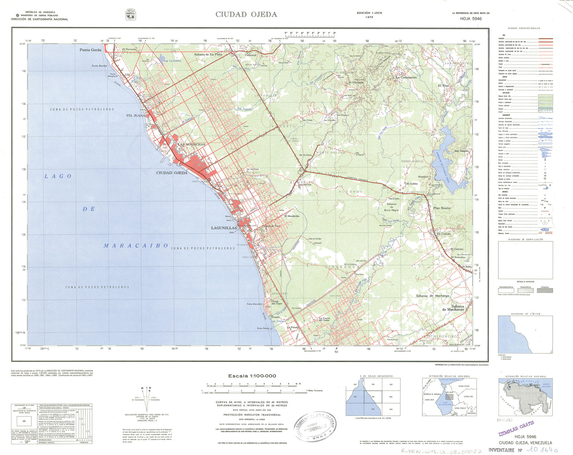 Official topographic maps of Venezuela, at scale 1:100.000.