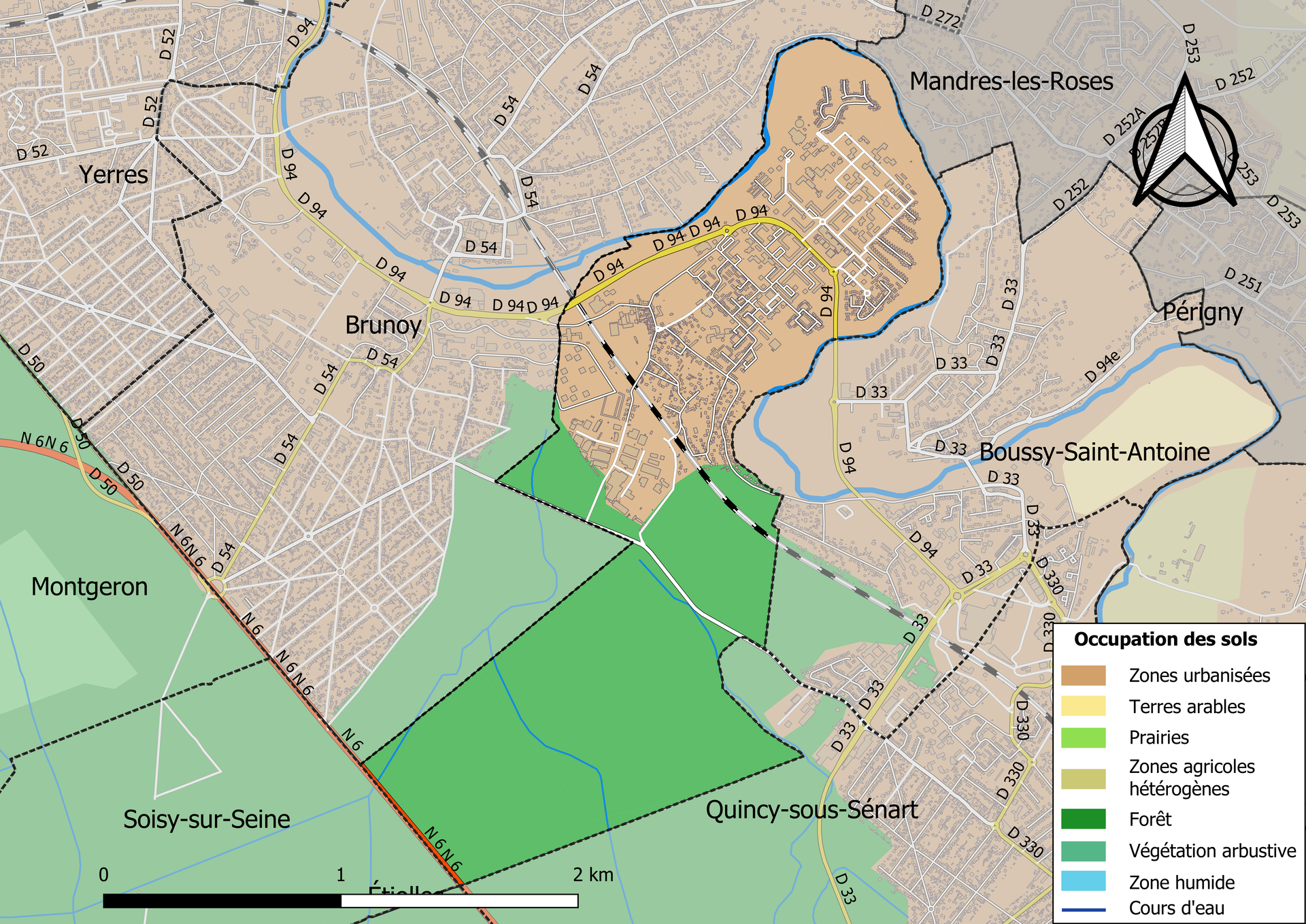 Carte des infrastructures et de l’occupation des sols en 2018 d…