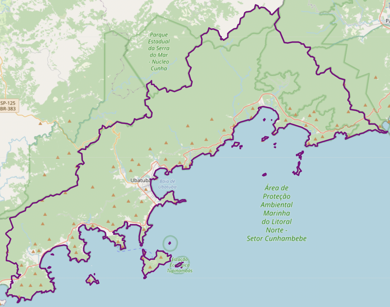 Carte OSM de Ubatuba, Brésil