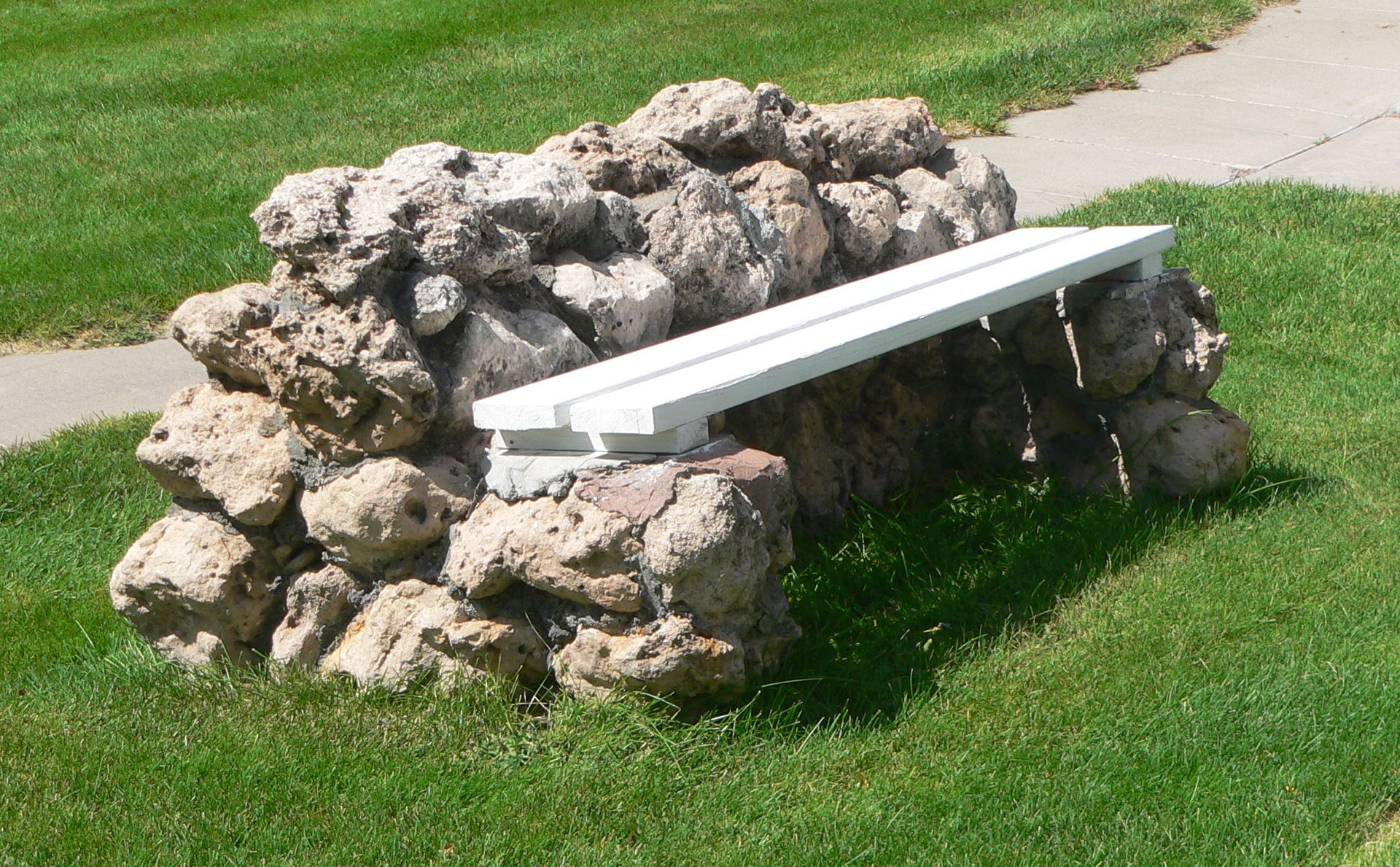 Bench in Howard T. Sawhill Memorial Park in St. Francis, Kansas.