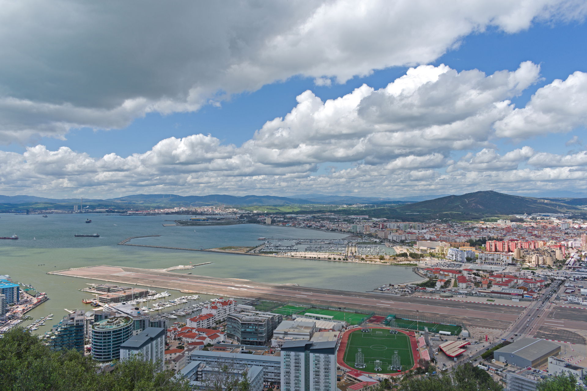 Gibraltar Airport runway, Gibraltar, and La Línea de la Concepc…