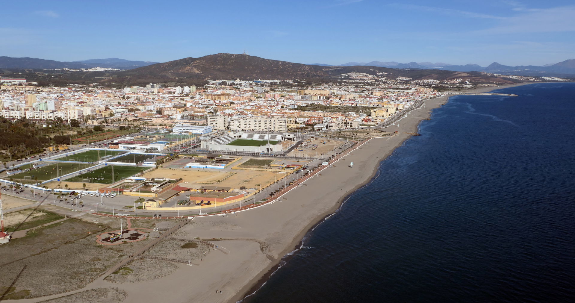 An aerial view of Santa Barbara beach in La Línea de la Concepc…