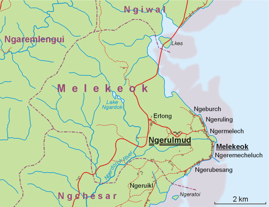 Map of State of Melekeok, Palau
