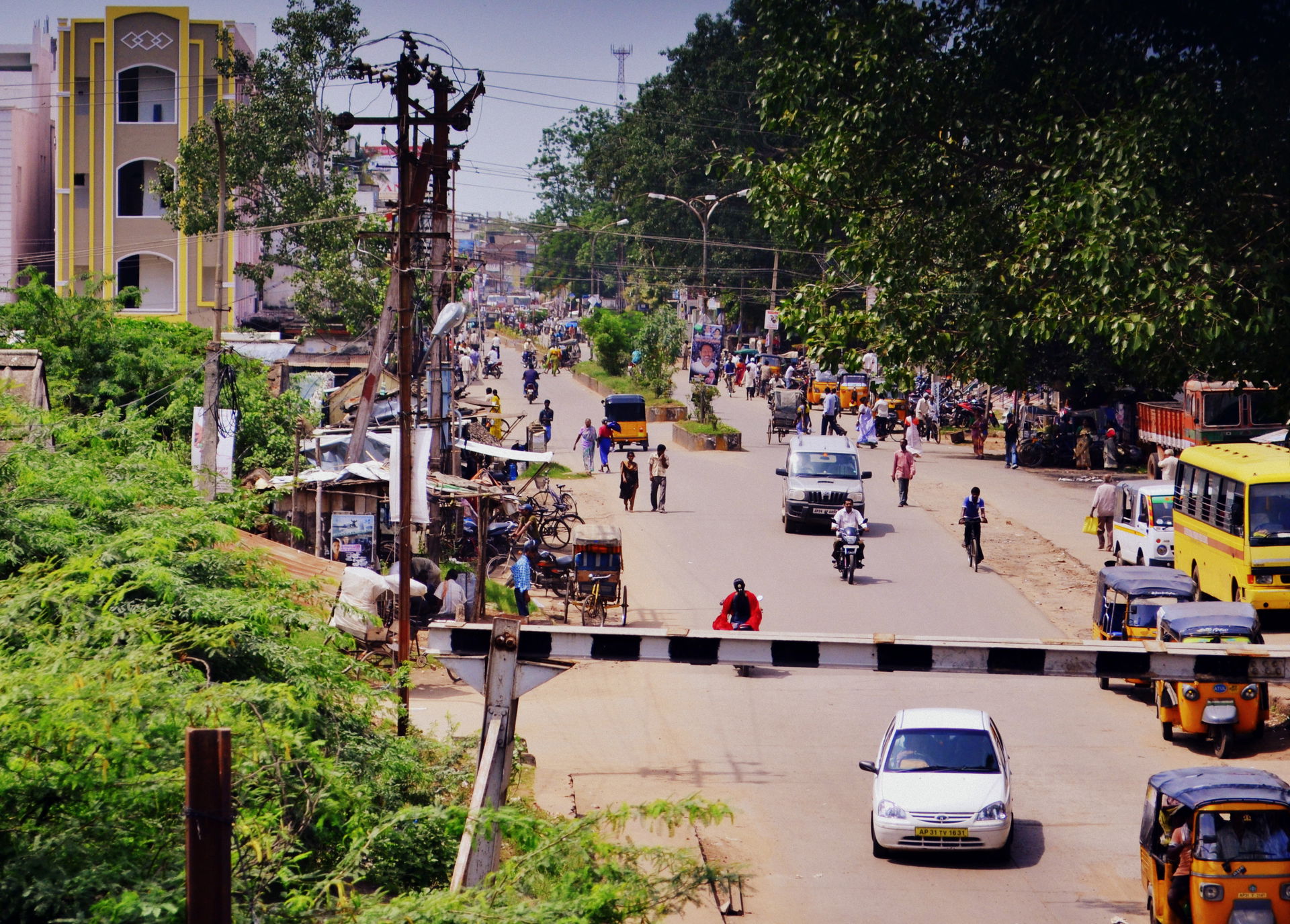 A view of the main road from the railroad bridge near the entra…