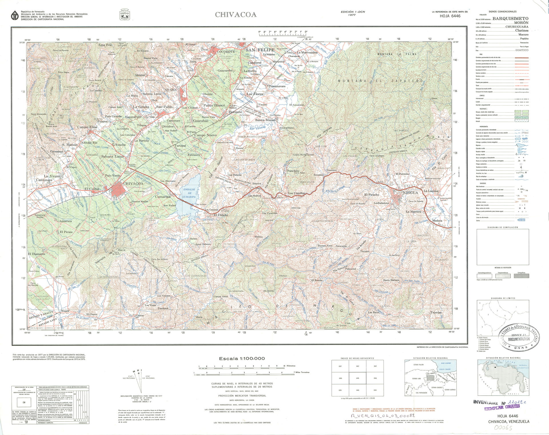 Official topographic maps of Venezuela, at scale 1:100.000.