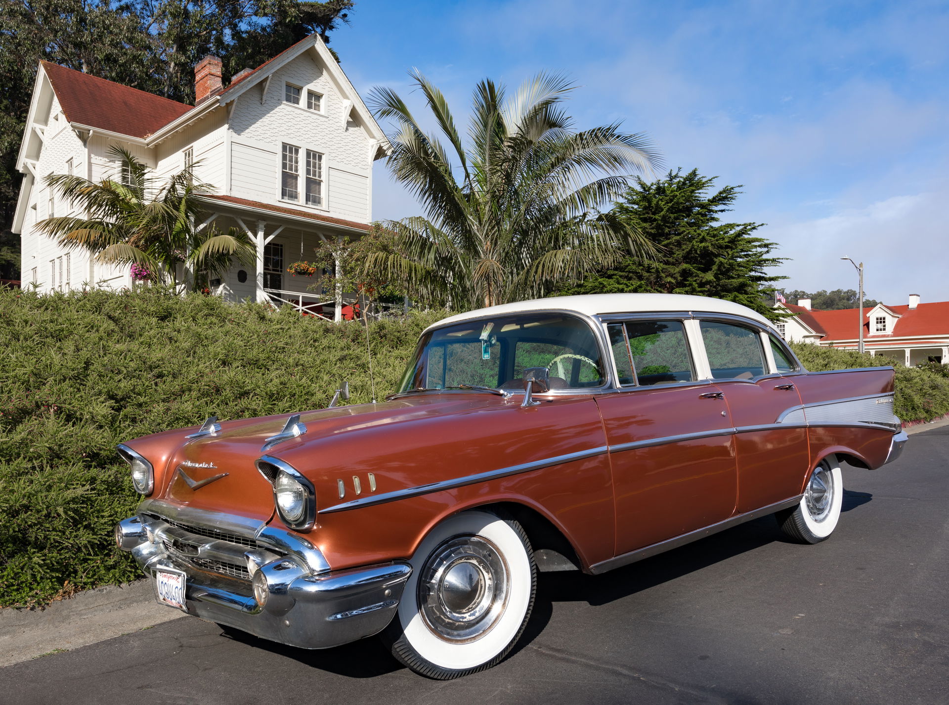 A 1957 Chevrolet Bel Air 4-Door Sedan parked on Presidio Boulev…