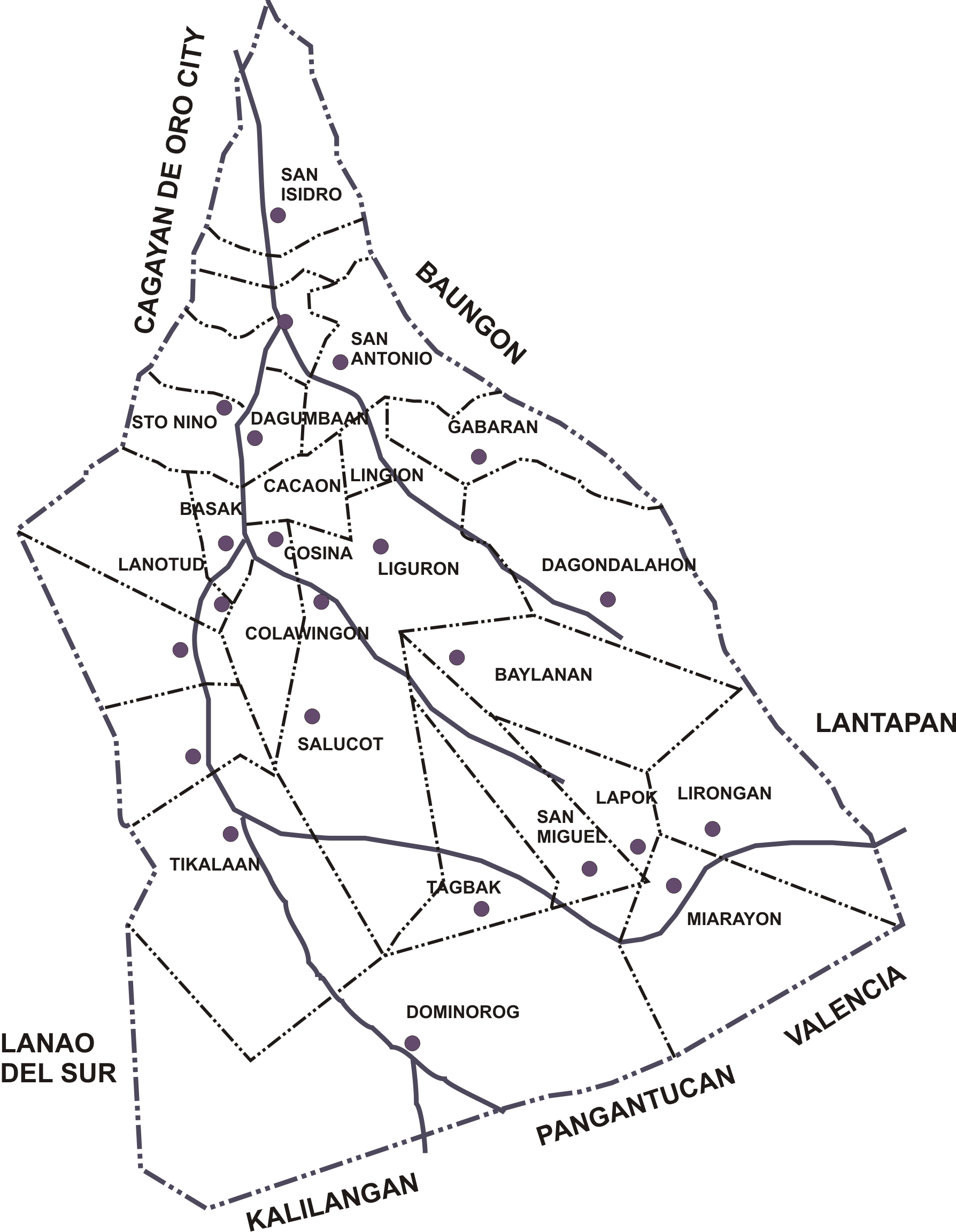 Political map of Talakag, Bukidnon